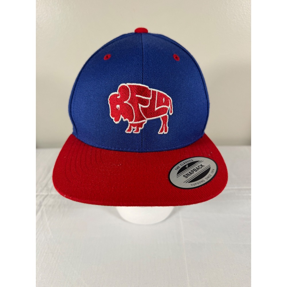 Sport-Tek Yupoong Snapback Hat Blue Red Buffalo BFLO ASDA Bills Flat Bill Cap